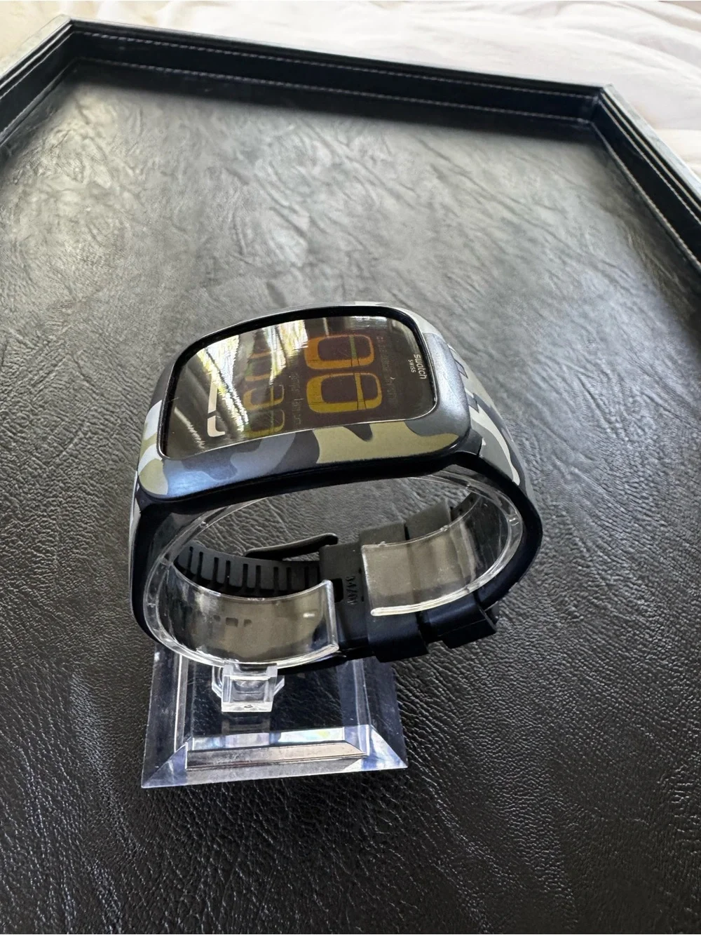 Swatch Touch Camouflage Digital Silicone Smartwatch - Gray & Green & Yellow